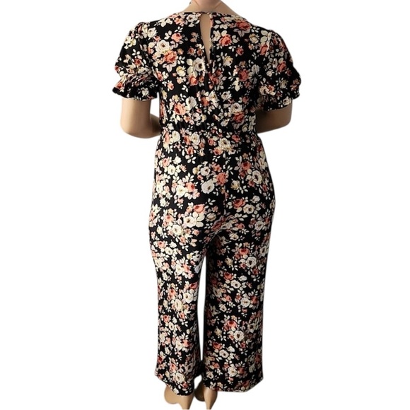 Vibe Sportswear Black Bohemian Floral Jumpsuit 1X - Picture 7 of 13